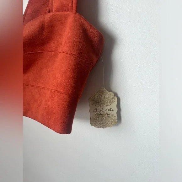 Altar’d State Suede Rustic Red Orange Cropped Top Large NWT - Picture 4 of 8